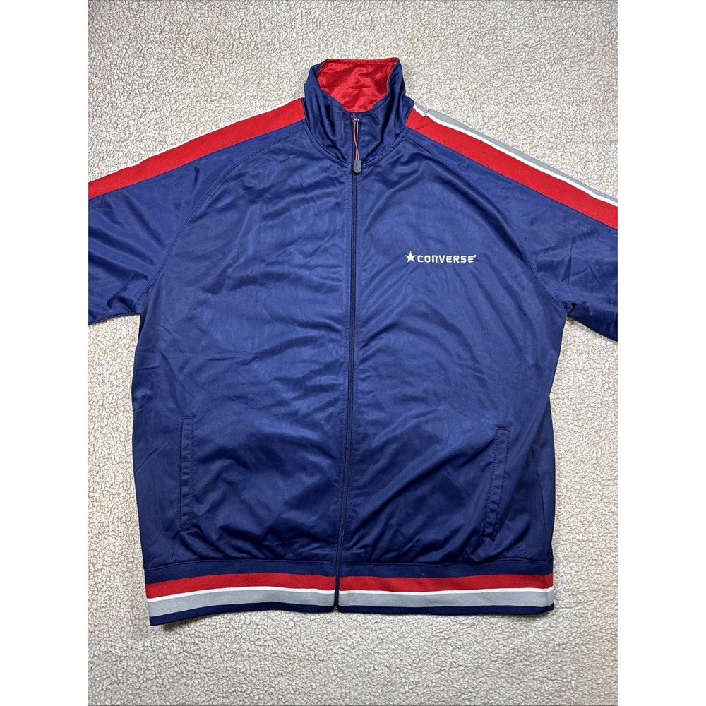 Vintage 90s Converse All-Star Full Zip Jacket Men's 2XL Blue Long Sleeve Lined